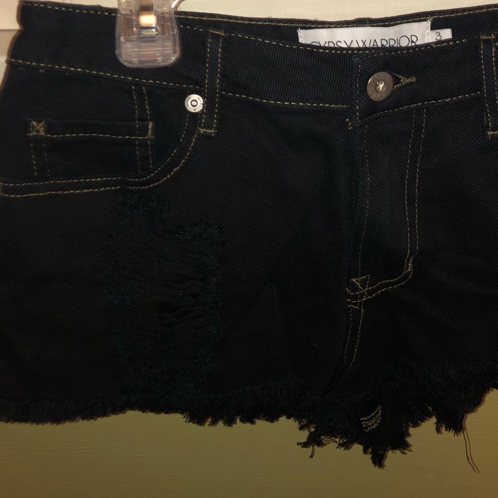 Ripped black jean shorts- NWOT